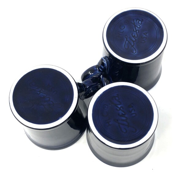 Fiesta Ware Cobalt Blue O Ring Handle Coffee Mug HLC USA Homer Laughlin Set Of 3 - Picture 6 of 12